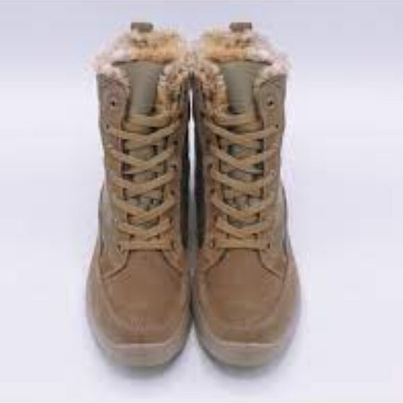 NEW IGI&CO Made In Italy Women's Suede Laced Up  mud wedge Booties taupe  462mn - Picture 3 of 8